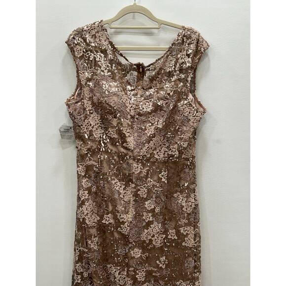 NWT Alex Evenings Womens Rose Gold Cap Sleeve Embroidered Fit and Flare Dress 14 - Picture 6 of 15